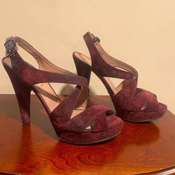 PRADA Suede Platform Peep Toe Sandals - Picture 3 of 7